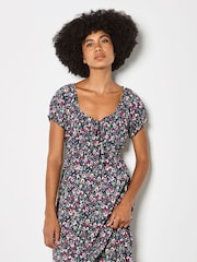 Apricot Ditsy Floral Milkmaid Midi Dress - Imagen 2 de 4