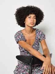 Apricot Ditsy Floral Milkmaid Midi Dress - Imagen 3 de 4