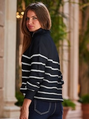 Sosandar Black Stripe Quarter Zip Jumper - Image 4 of 7
