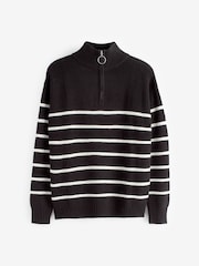 Sosandar Black Stripe Quarter Zip Jumper - Image 6 of 7