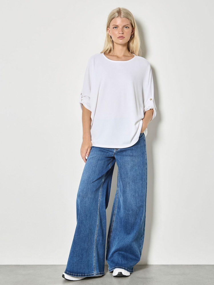 Apricot White Waffle Knit Button Detail Top - Image 2 of 4