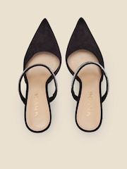 Sosandar Black Black Sofia Suede Diamante Strap Pointed Toe Mules - Image 3 of 5