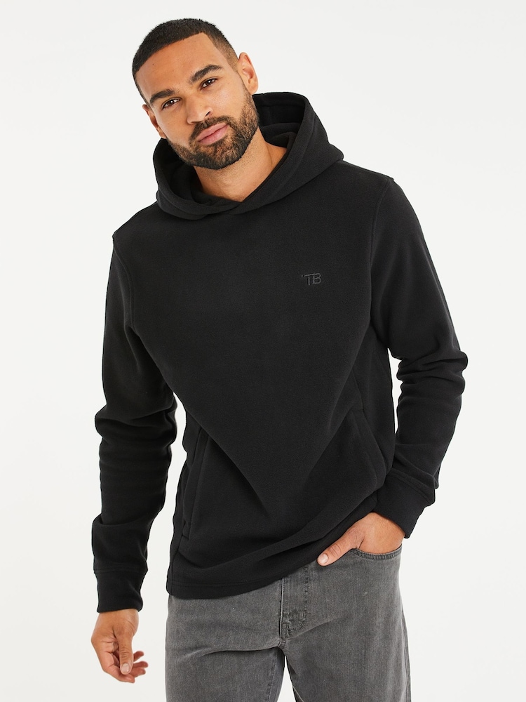 Threadbare Black Microfleece Overhead Hoodie - Image 1 of 4