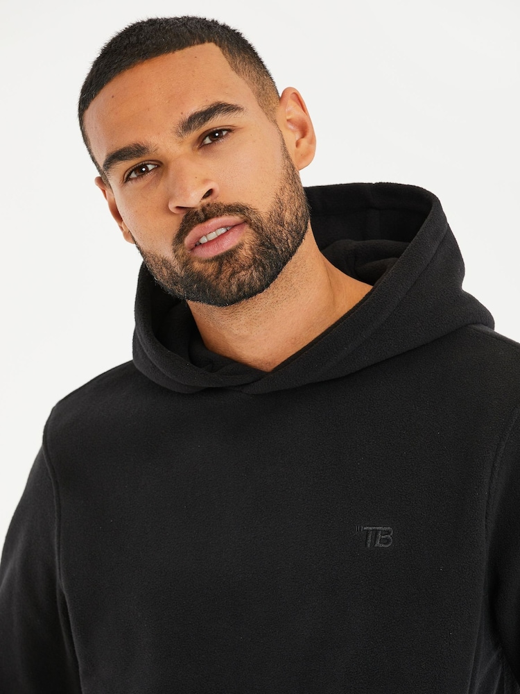 Threadbare Black Microfleece Overhead Hoodie - Image 4 of 4