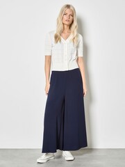 Apricot White Stripe Pointelle Knit Cardigan - Image 4 of 4