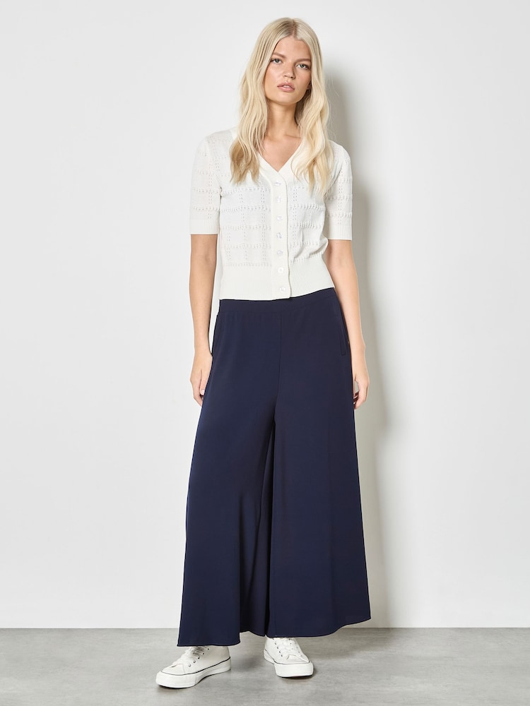 Apricot White Stripe Pointelle Knit Cardigan - Image 4 of 4