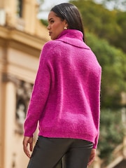 Sosandar Pink Roll Neck Super Soft Knitted Jumper - Image 2 of 5
