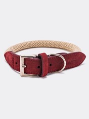 Hugo & Hudson Burgundy Red Rope and Suede Leather Dog Collar - Image 4 of 6