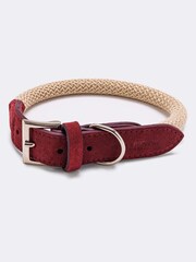 Hugo & Hudson Burgundy Red Rope and Suede Leather Dog Collar - Image 5 of 6