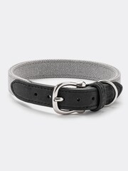 Hugo & Hudson Grey/Black Denim & Leather Dog Collar - Image 1 of 3
