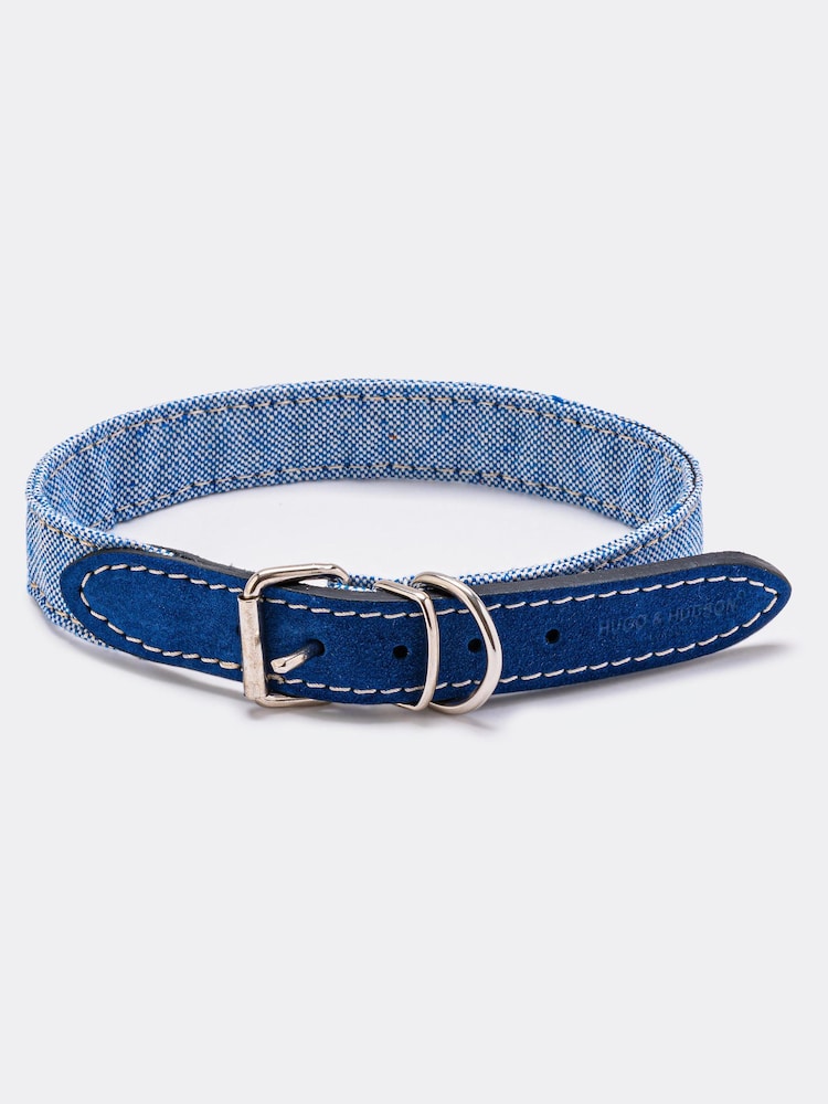 Hugo & Hudson Blue Fabric and Suede Leather Dog Collar - Image 2 of 4