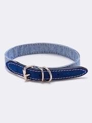 Hugo & Hudson Blue Fabric and Suede Leather Dog Collar - Image 3 of 4