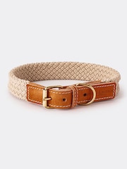 Hugo & Hudson Tan Brown Flat Rope and Leather Dog Collar - Image 1 of 4