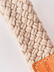Hugo & Hudson Tan Brown Flat Rope and Leather Dog Collar - Image 2 of 4