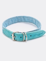 Hugo & Hudson Light Blue Fabric and Suede Leather Dog Collar - Image 3 of 5
