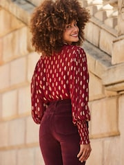 أحمر - قميص بأكمام منقرش من Sosandar - صورة 4 من 5