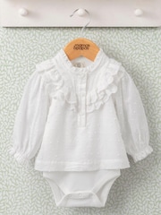 Mamas & Papas Laura Ashley White Lace Frill Bodysuit - Image 1 of 3