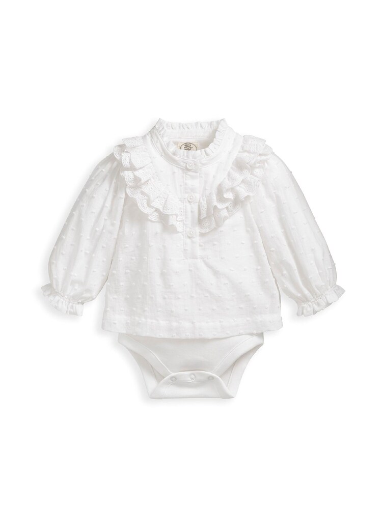Mamas & Papas Laura Ashley White Lace Frill Bodysuit - Image 2 of 3