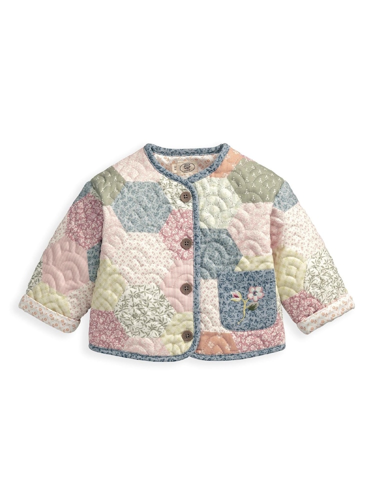 Mamas & Papas Laura Ashley Pink Quilted Patchwork Jacket - Image 1 of 1