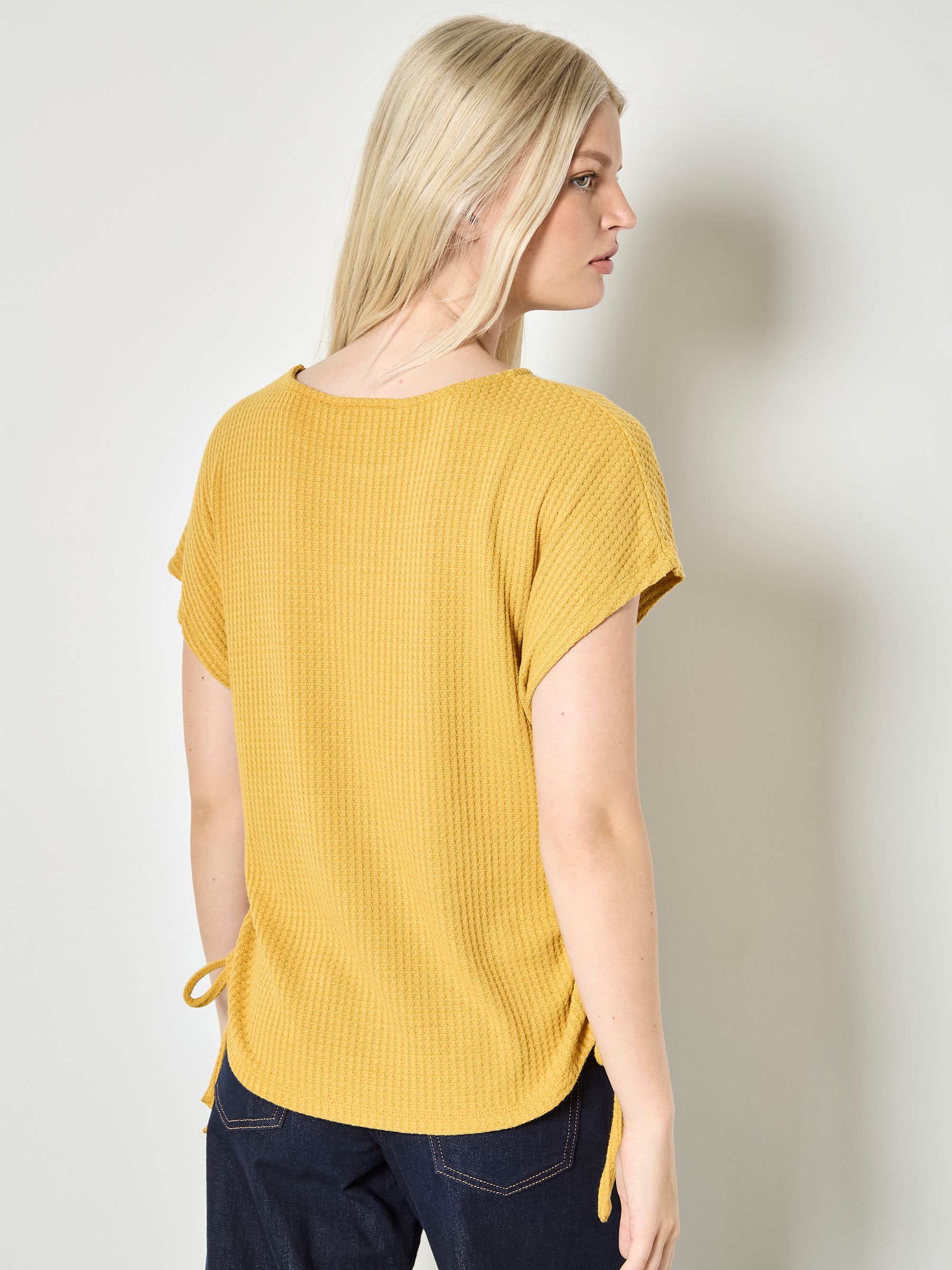 Comprar Amarelo - Apricot Waffle Knit Ruched t-shirt from Next Brazil