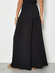 Apricot Black Textured Cotton Wide Leg Trousers - Image 3 of 4