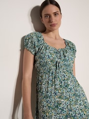 Azul - Apricot Watercolour Floral Milkmaid Midi Dress - Imagen 1 de 4