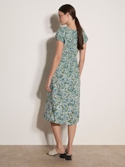 Azul - Apricot Watercolour Floral Milkmaid Midi Dress - Imagen 4 de 4