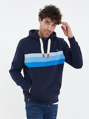 Threadbare Blue Colourblock Hoodie with Kangaroo Pocket - Image 1 of 4