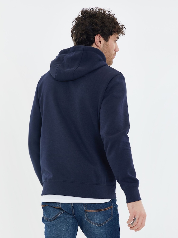 Threadbare Blue Colourblock Hoodie with Kangaroo Pocket - Image 2 of 4