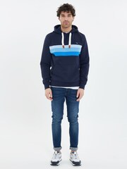Threadbare Blue Colourblock Hoodie with Kangaroo Pocket - Image 3 of 4