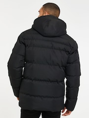 Threadbare Black Hooded Showerproof Puffer Coat - Image 2 of 4