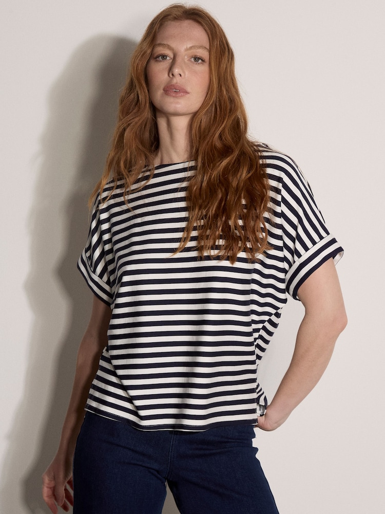 Apricot Blue Soft Jersey Stripe T-Shirt - Image 1 of 4