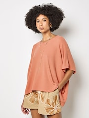 Apricot Orange Waffle Knit Tunic Top - Image 1 of 4
