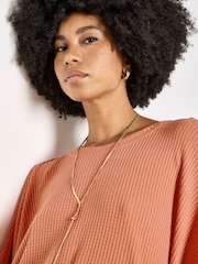 Apricot Orange Waffle Knit Tunic Top - Image 2 of 4