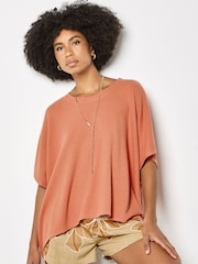 Apricot Orange Waffle Knit Tunic Top - Image 4 of 4