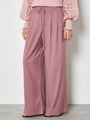 Apricot Pink Pleat Detail Wide-Leg Trousers - Image 1 of 4