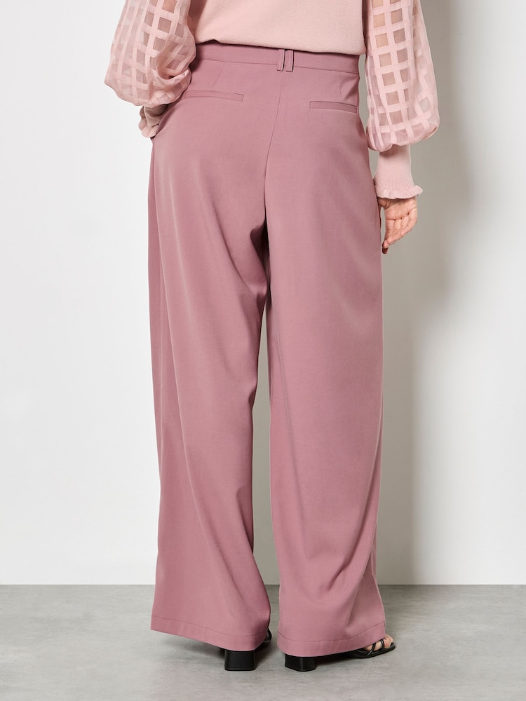 Apricot Pink Pleat Detail Wide-Leg Trousers - Image 2 of 4