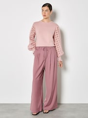 Apricot Pink Pleat Detail Wide-Leg Trousers - Image 3 of 4