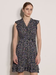 Apricot Purple Ruffle Floral Mini Dress - Image 1 of 4