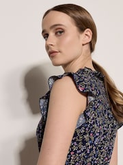 Apricot Purple Ruffle Floral Mini Dress - Image 3 of 4