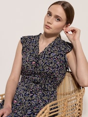 Apricot Purple Ruffle Floral Mini Dress - Image 4 of 4