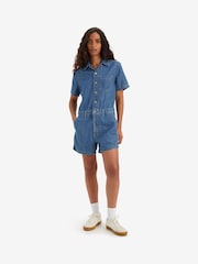 Levi's® Playday Jumpsuit Denim Blue Short Sleeve 100% Cotton Heritage Romper - Image 2 of 7