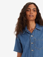 Levi's® Playday Jumpsuit Denim Blue Short Sleeve 100% Cotton Heritage Romper - Image 3 of 7