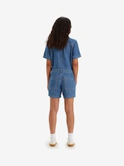 Levi's® Playday Jumpsuit Denim Blue Short Sleeve 100% Cotton Heritage Romper - Image 4 of 7