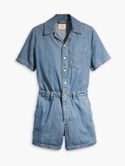 Levi's® Playday Jumpsuit Denim Blue Short Sleeve 100% Cotton Heritage Romper - Image 5 of 7
