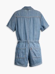 Levi's® Playday Jumpsuit Denim Blue Short Sleeve 100% Cotton Heritage Romper - Image 6 of 7
