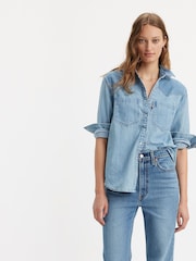 Levi's Done and Dusted 2 Denim Blue Teodora Western Shirt - Image 3 of 7