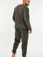 Threadbare Green Cosy Borg Loungewear Set - Image 2 of 3