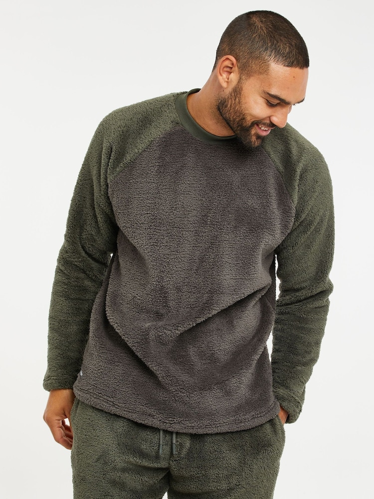 Threadbare Green Cosy Borg Loungewear Set - Image 3 of 3