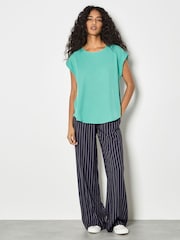 Apricot Blue Woven Split Hem T-Shirt - Image 1 of 4